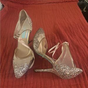 Sparkling Silver Glitter Heels